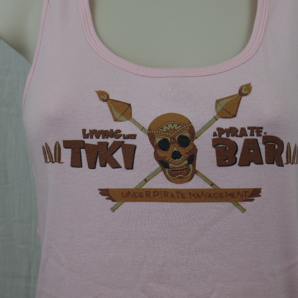 Pink cotton tiki pirate tank size small